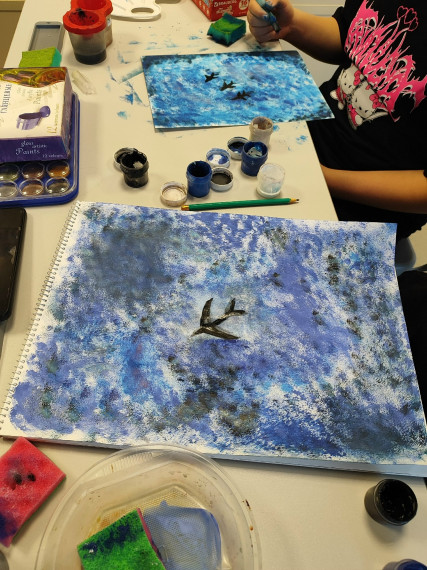 Рисуем губкой открытки ко Дню защитника Отечества.